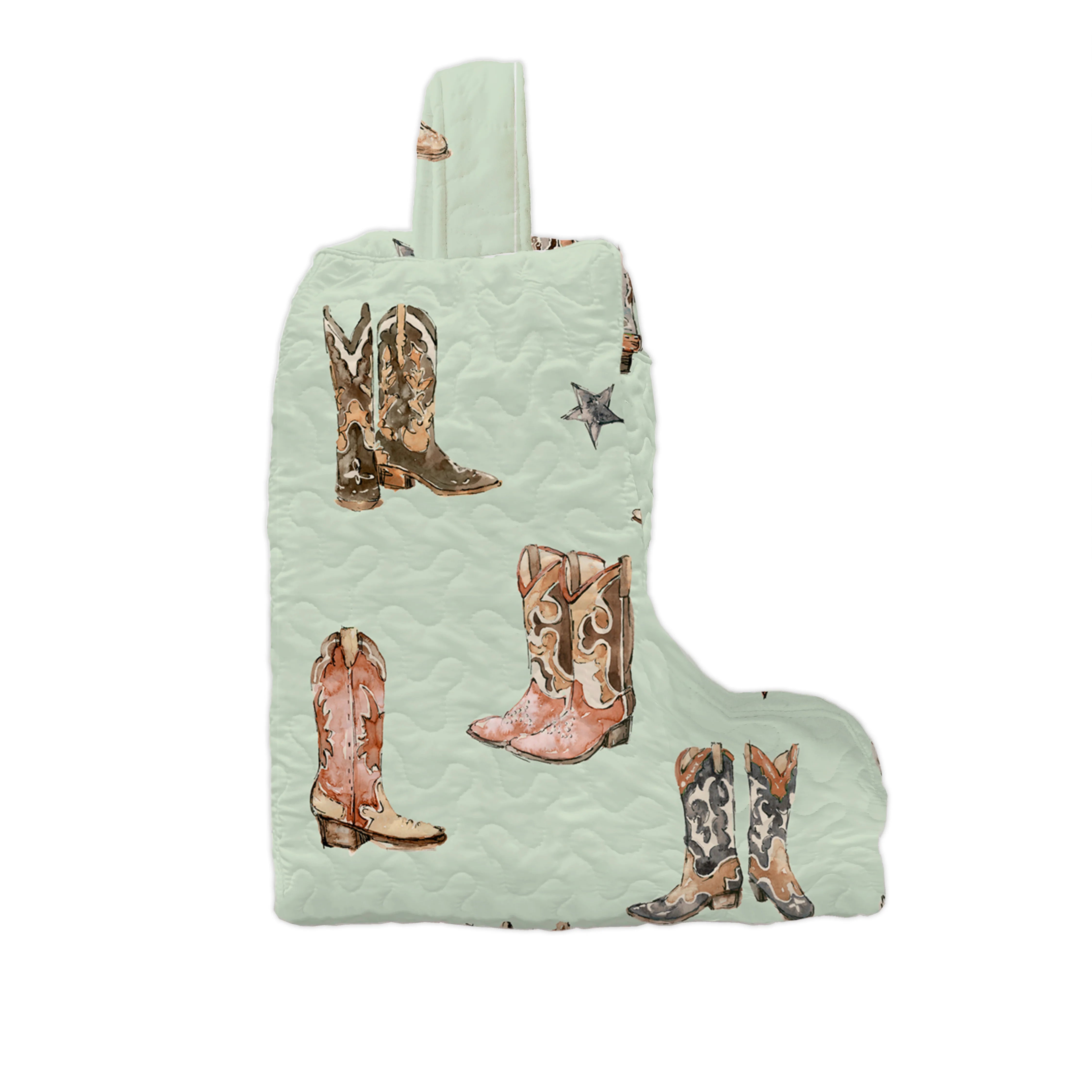 Ida Mae Thunderbird Boots Sage Quilted Boot Bag