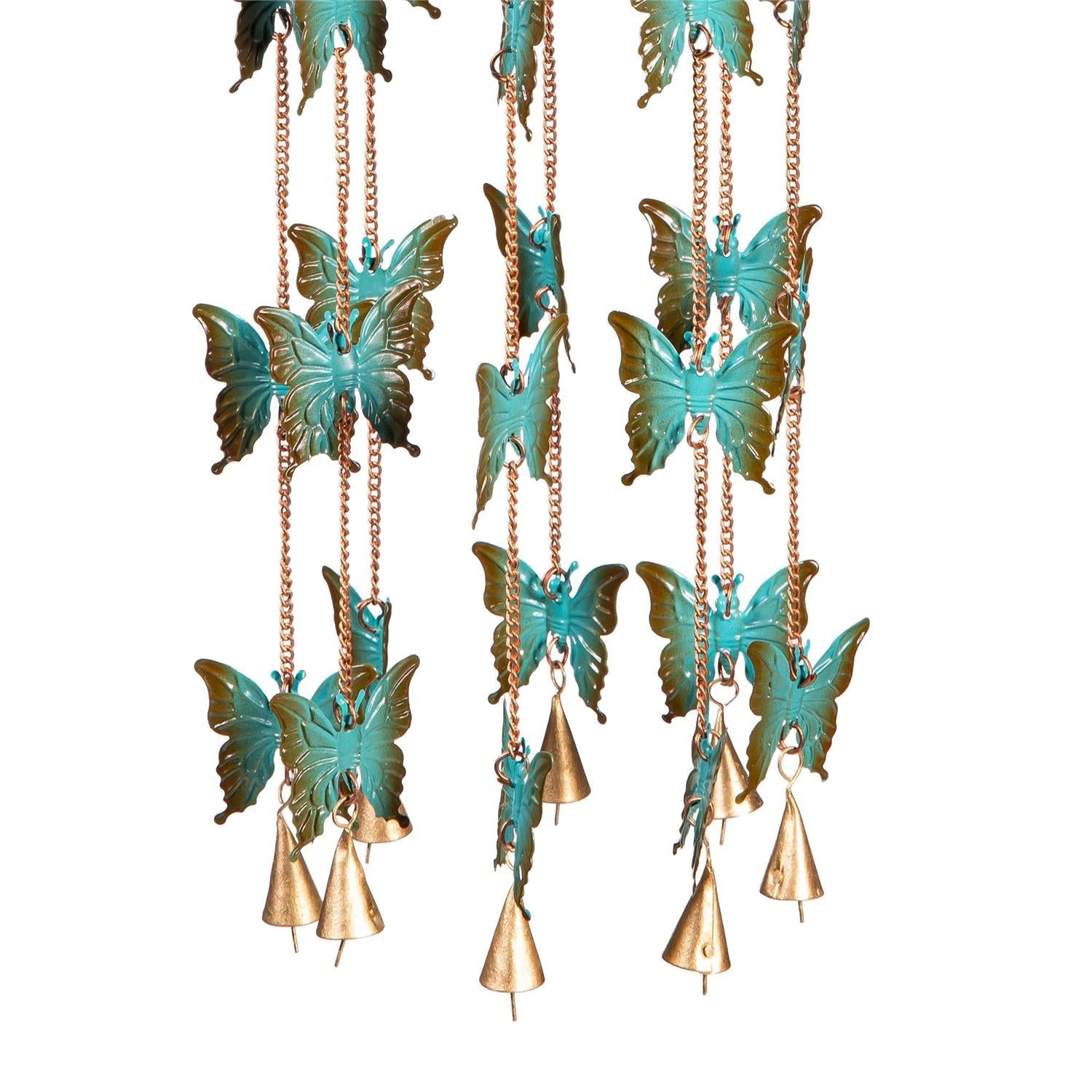 Cottage Garden Wind Chime, Metal Butterfly, 30 inch