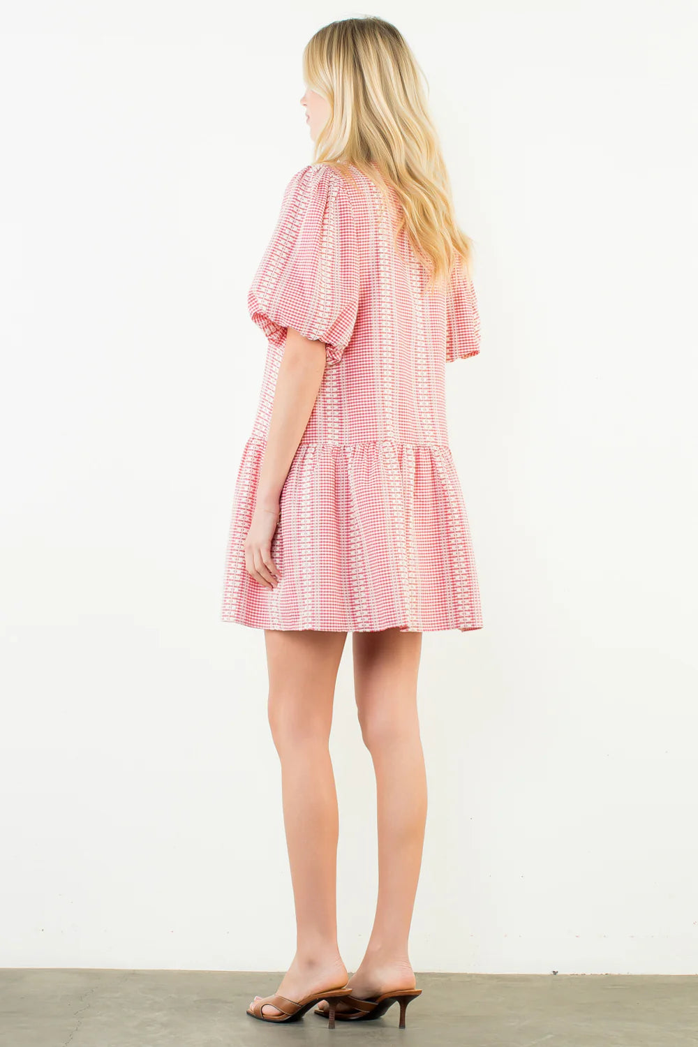 Puff Sleeve Gingham Dress