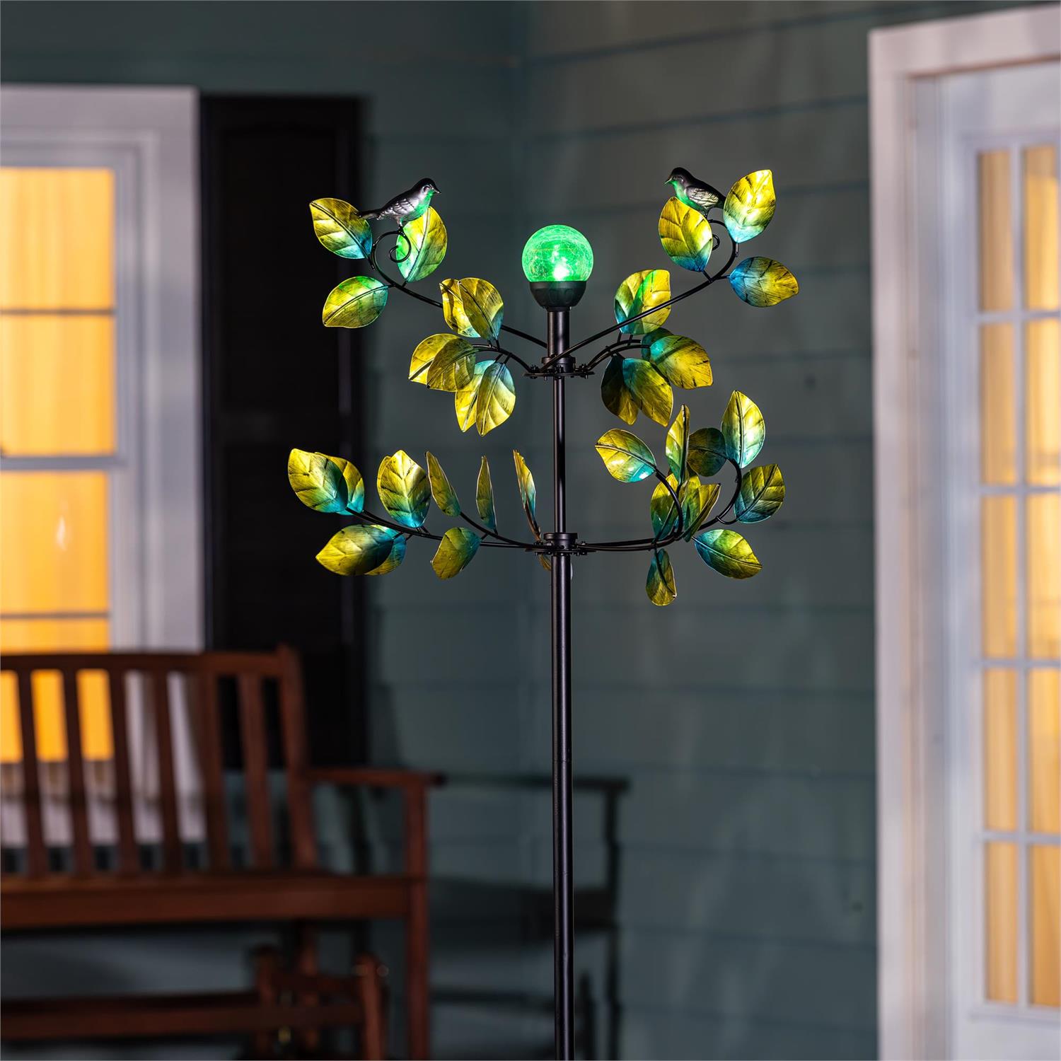 Bird and Leaves Solar Wind Spinner 80H