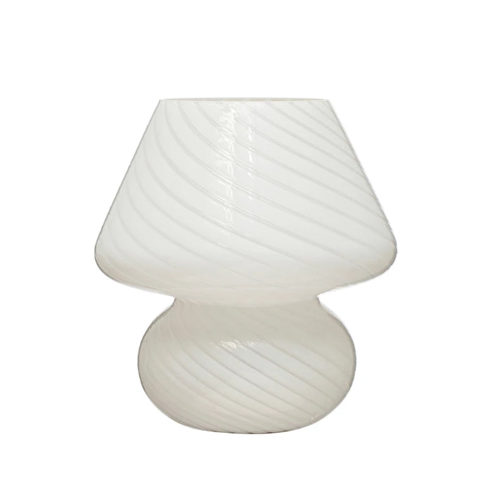 Blown Glass Table Lamp w/ Inline Switch, White