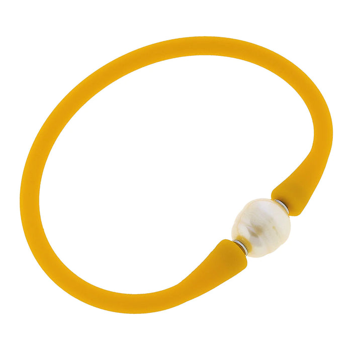 Bali Freshwater Pearl Silicone Bracelet in Cantaloupe