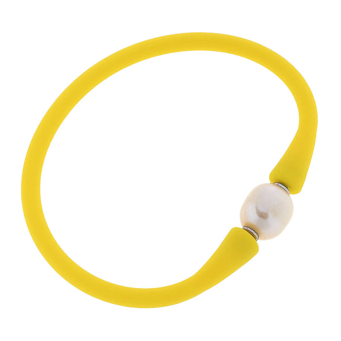 Bali Freshwater Pearl Silicone Bracelet in Yellow