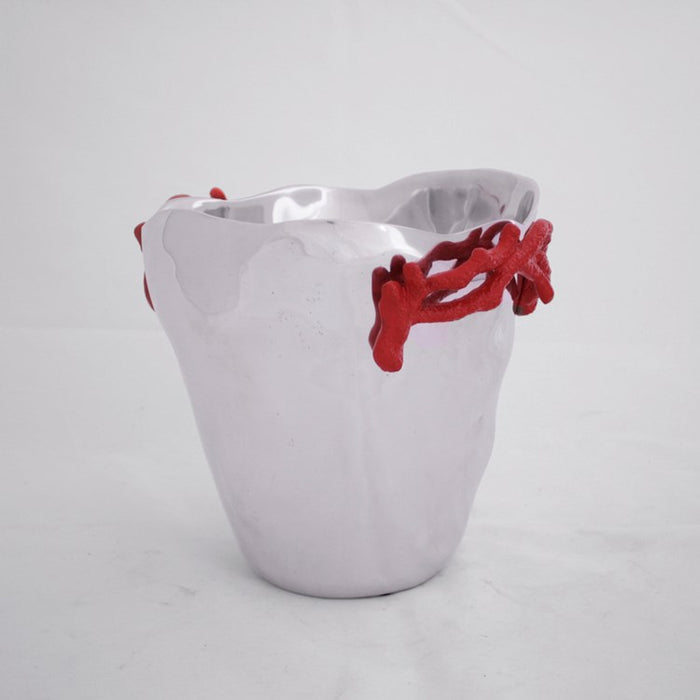 BEATRIZ BALL OCEAN Lg Coral Ice Bucket with Red Handles