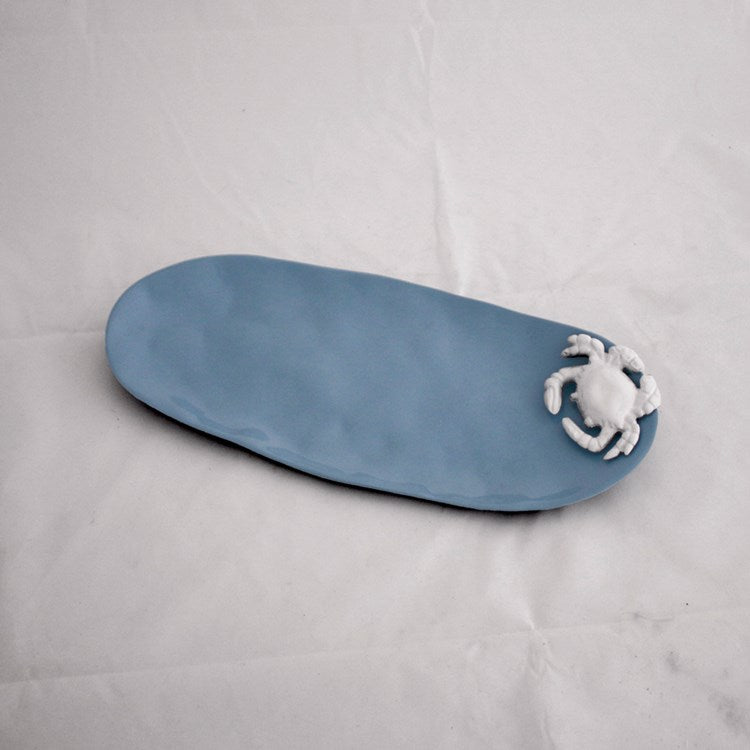 BEATRIZ BALL THANNI Oval Crab Platter (Blue and White) - A. Dodson's