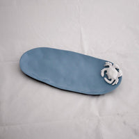 THANNI Oval Crab Platter (Blue and White)