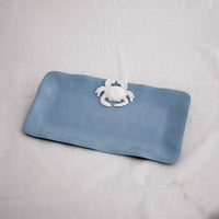 THANNI Rectangle Crab Tray (Blue and White)