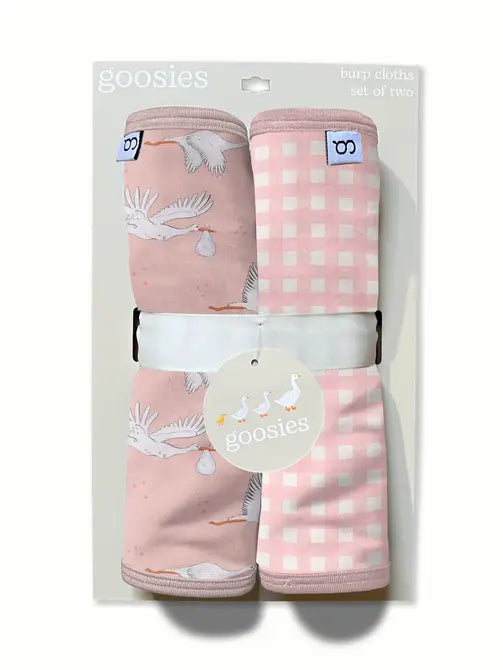 Burp Cloth Set - Stork Pink Gingham by Goosies - A. Dodson's