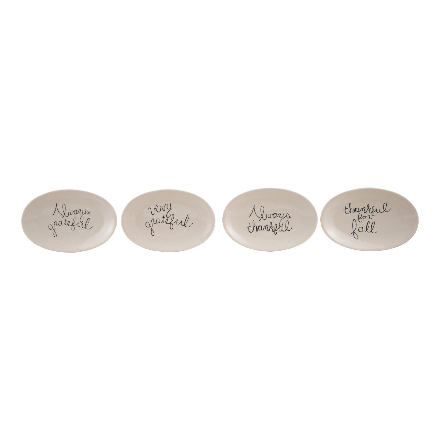 Stoneware Plate with Fall Saying, White & Black, 4 Styles by Creative Co-Op
