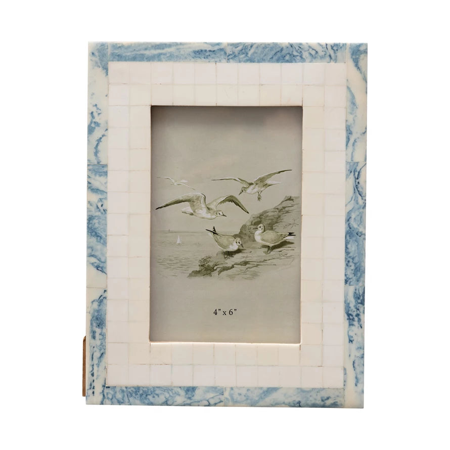 Handmade Blue and Ivory Two-Tone  Photo Frame