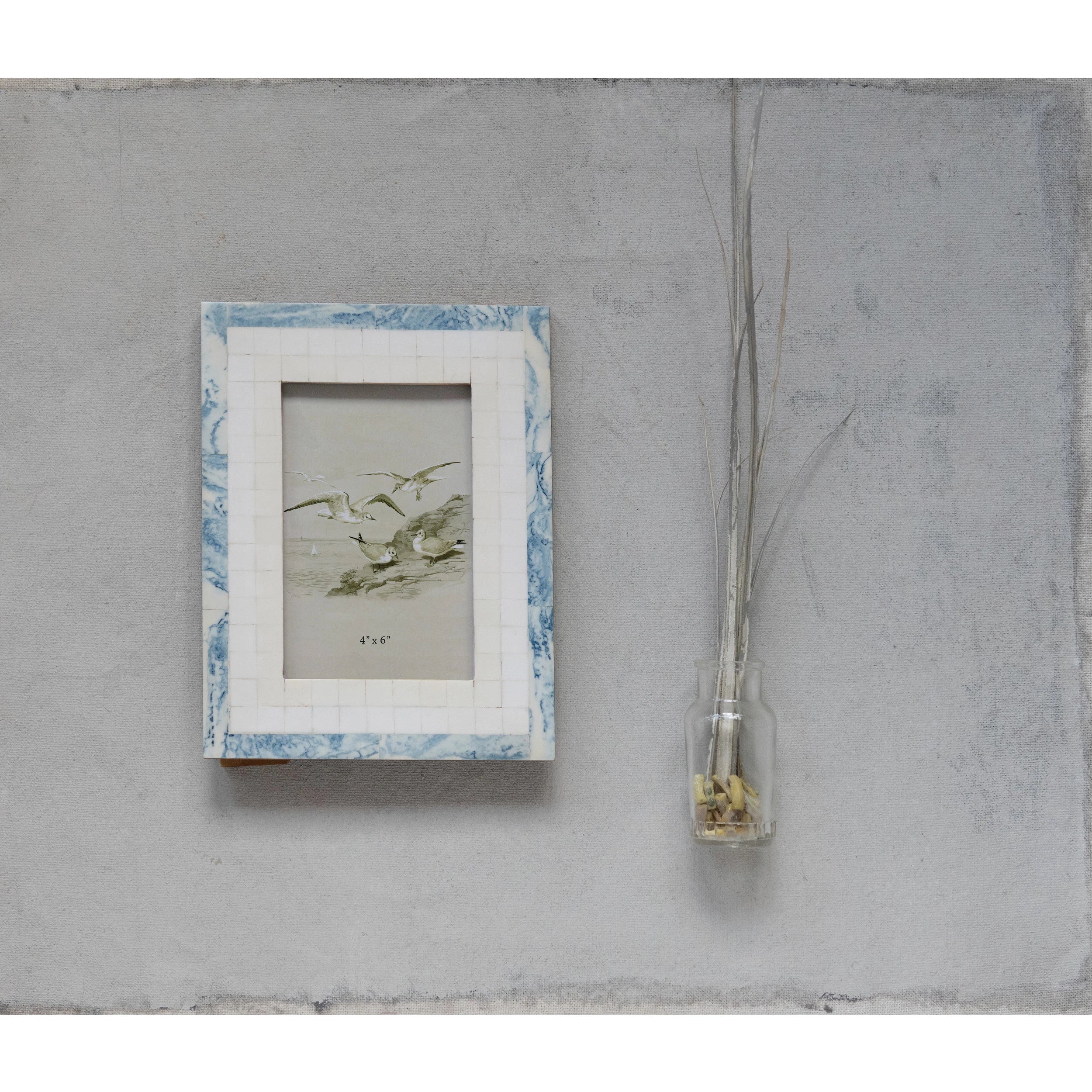 Handmade Blue and Ivory Two-Tone  Photo Frame