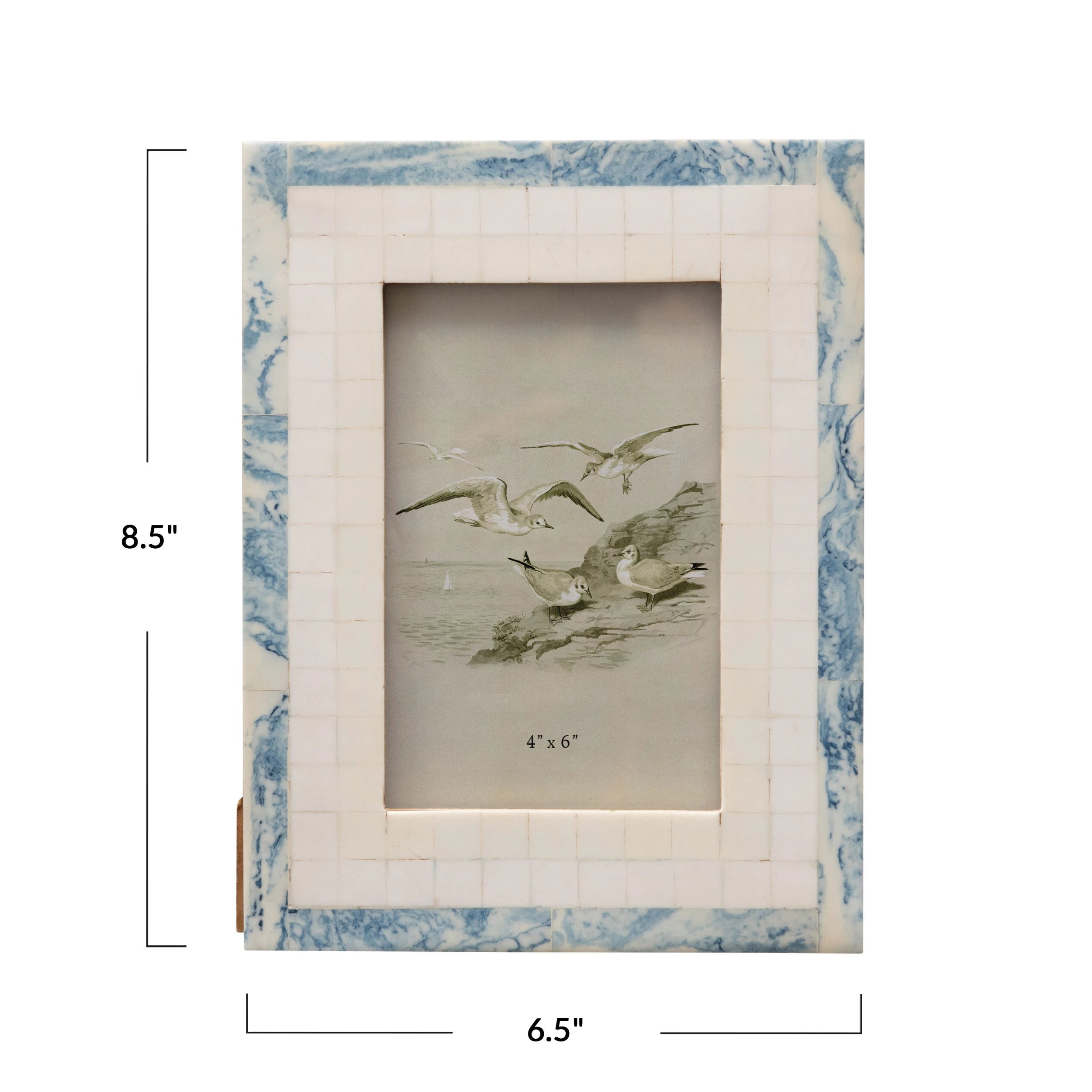 Handmade Blue and Ivory Two-Tone  Photo Frame