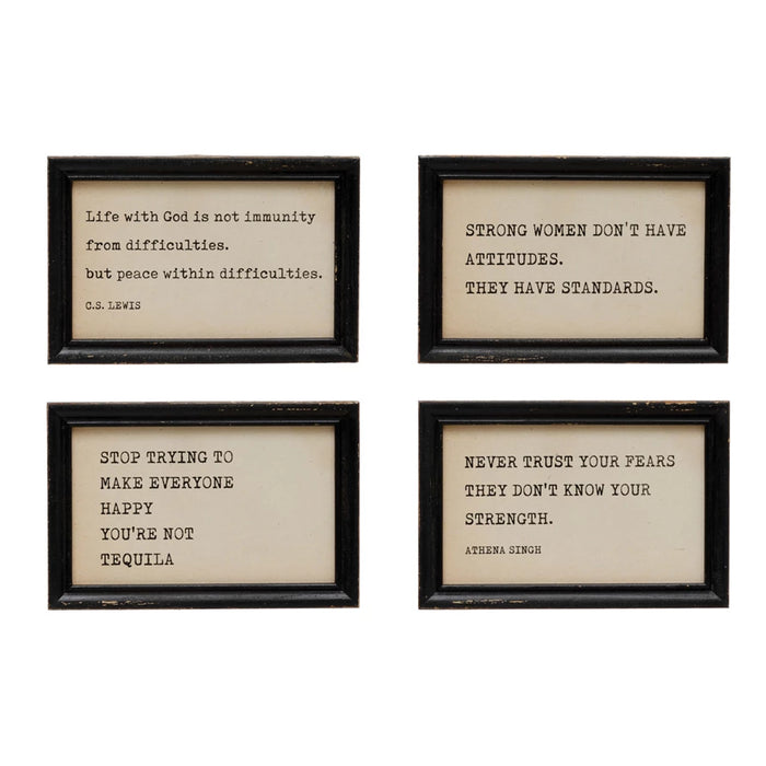 Wood Framed Wall Decor with Saying, 4 Styles