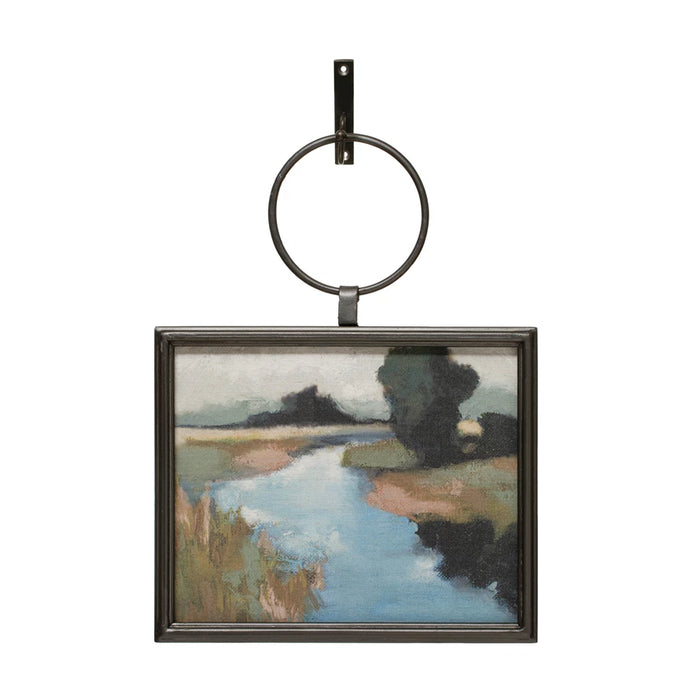 Metal Framed Landscape Wall Décor with Bracket