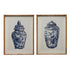 Wood Framed Glass Wall Décor w/ Cachepot, Blue & White, 2 Styles