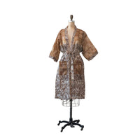 Found Vintage Silk Sari Kimono in Printed Drawstring Bag, Multi Color