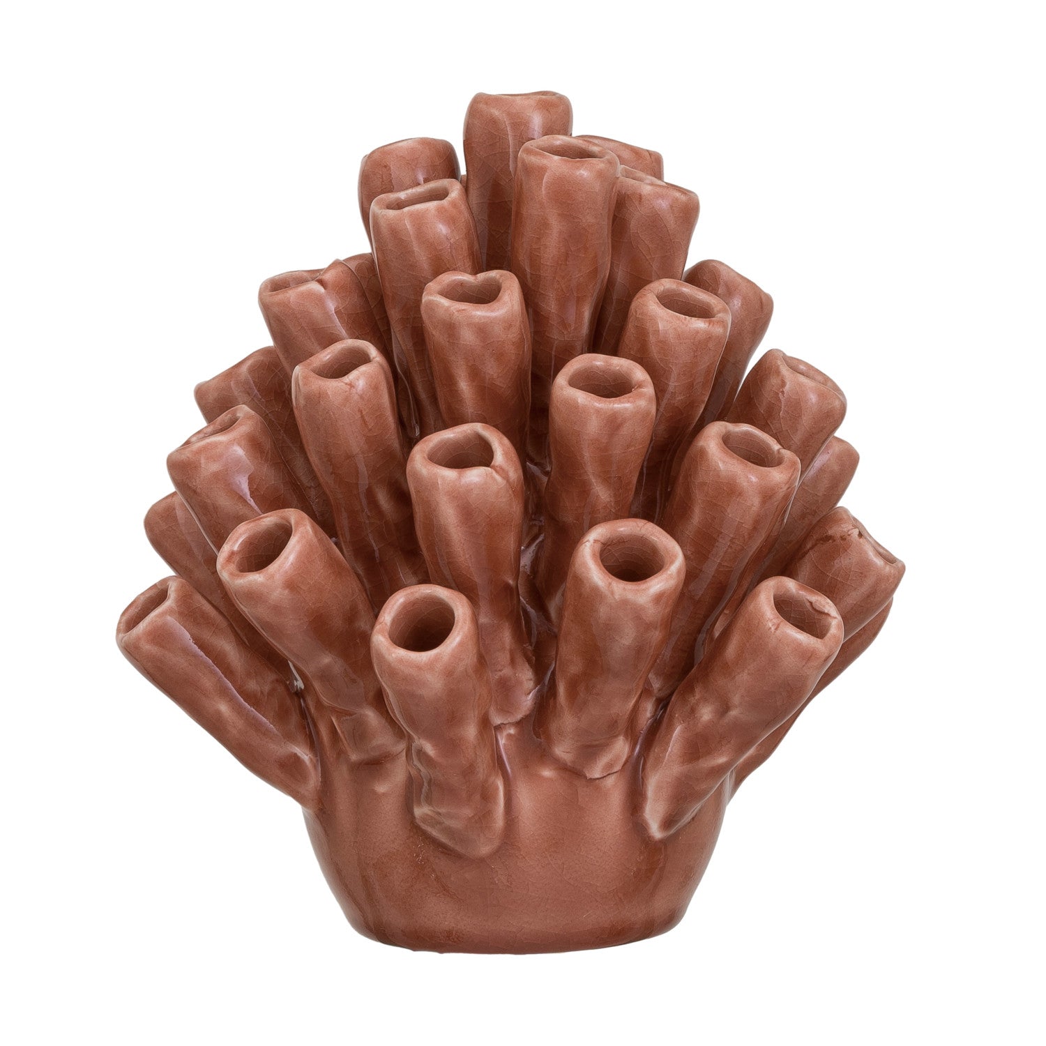 Stoneware Coral Shaped Decor, Crackle Glaze, Coral Color (Each One Will Vary)