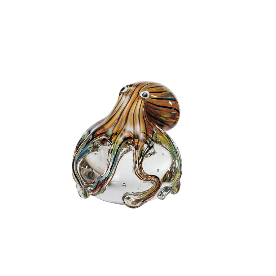 Handmade Art Glass Octopus Paper Weight