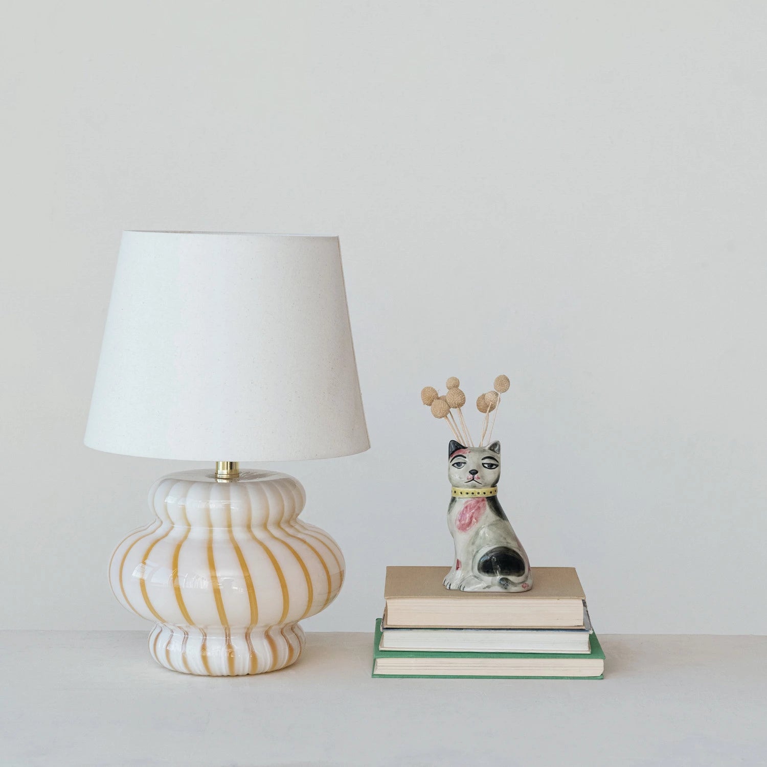 Hand-Painted Stoneware Vintage Reproduction Cat Vase