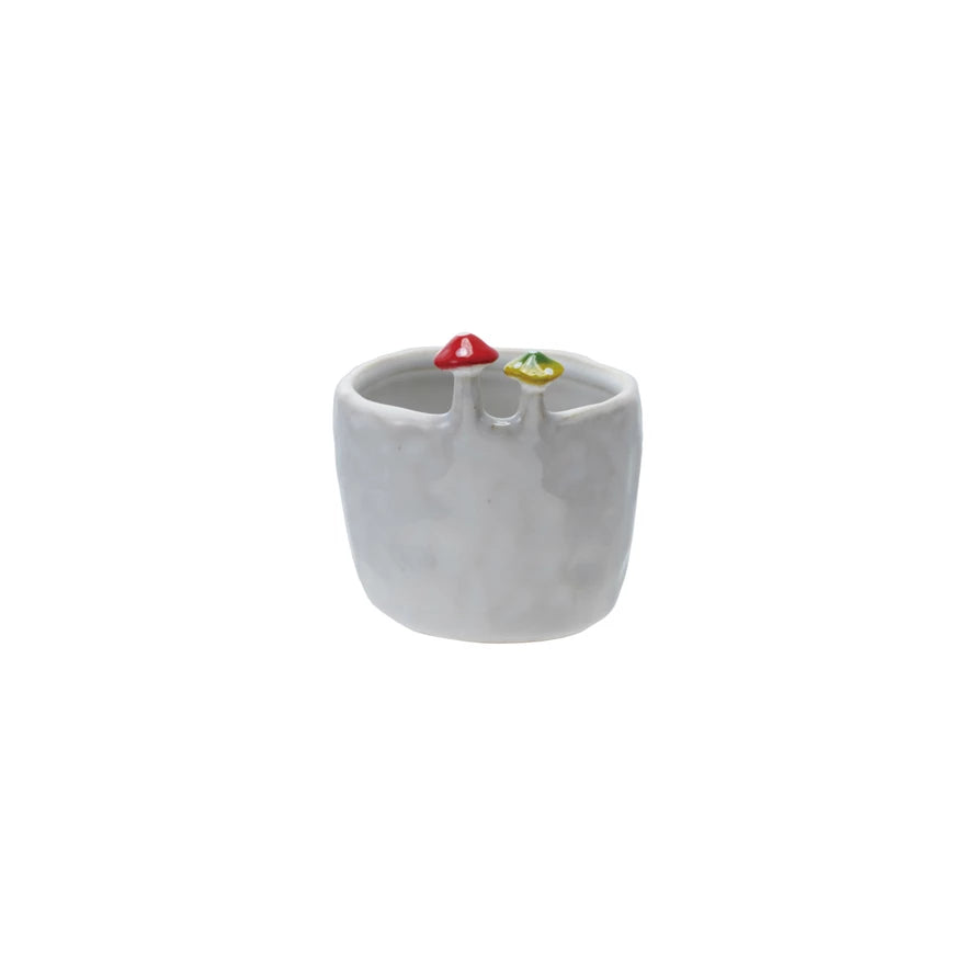 Stoneware Cup/Planter with Mushrooms (3"pot)
