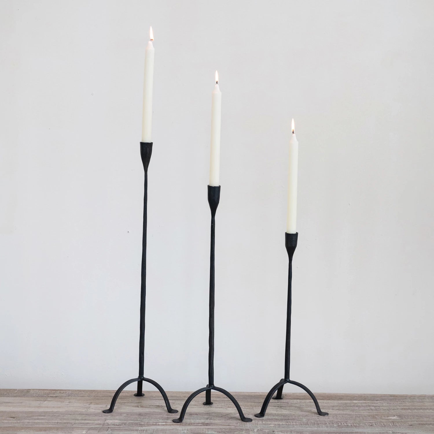 Hand-Forged Cast Iron Footed Taper Holders