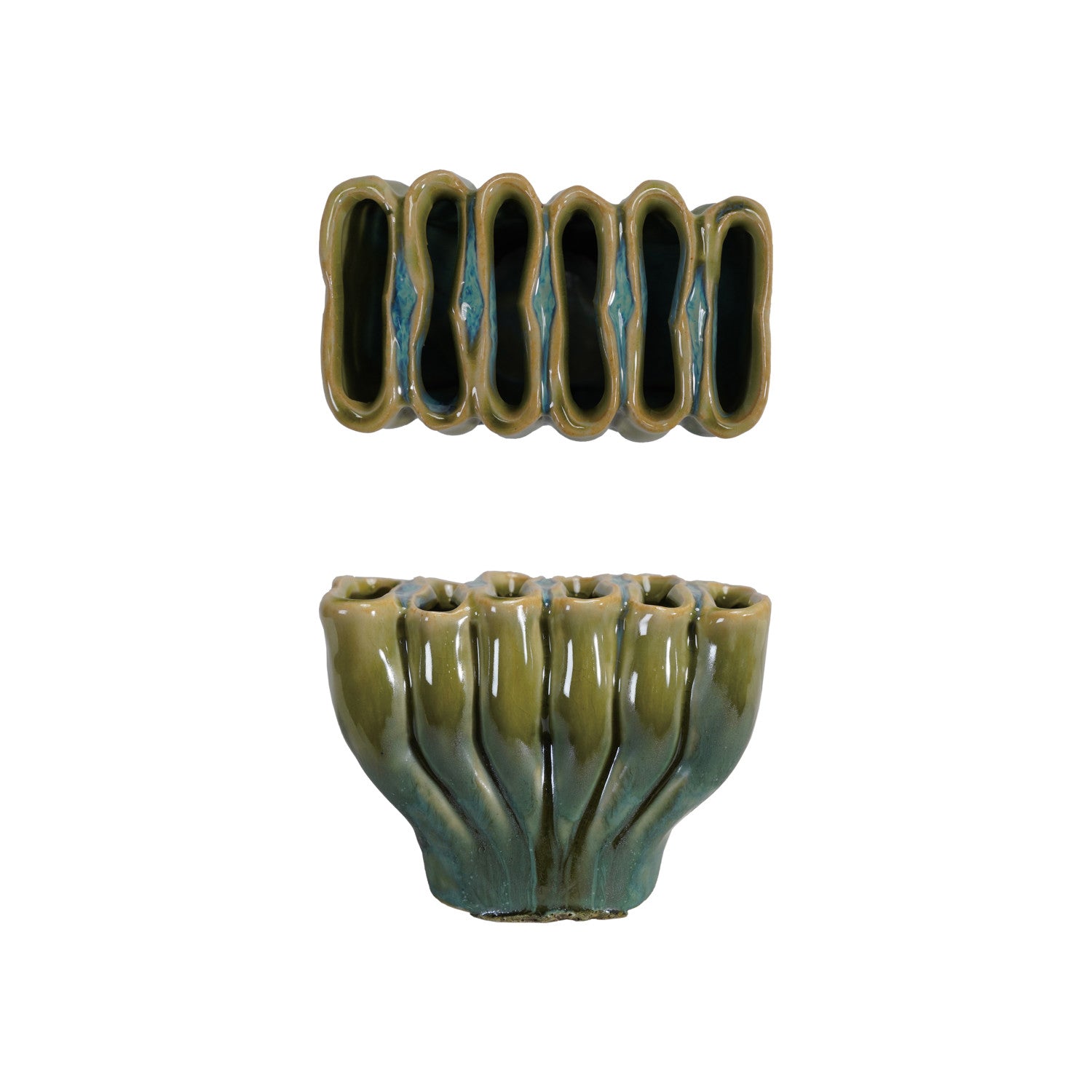 Stoneware Sculptural Vase with 6 Sections (Each One Will Vary)