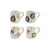 Embossed Hand-Painted Stoneware Cups, 4 Styles