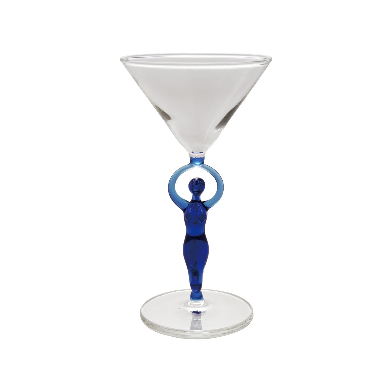 4 oz. Martini Glass with Hand-Blown Mermaid Stem, Blue