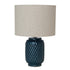 Embossed Ceramic Table Lamp w/ Linen Shade & Inline Switch (Each One Will Vary)