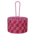 Woven Plastic Caddy w/ Handle & 4 Sections, Pink & Red