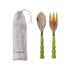 Natural Horn Salad Servers w/ Marbled Resin Handles, Set of 2 in Bag (Each One Will Vary)