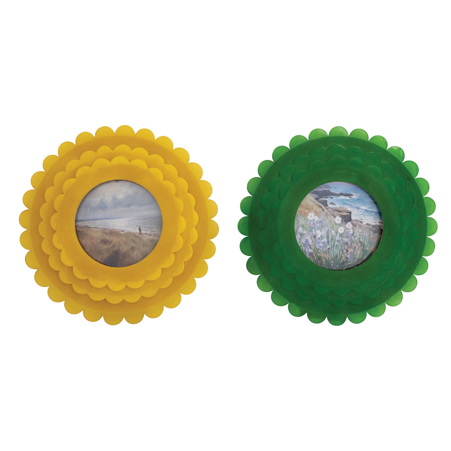 Resin Scalloped Photo Frame, 2 Colors (Holds 4" x 4" Photo)