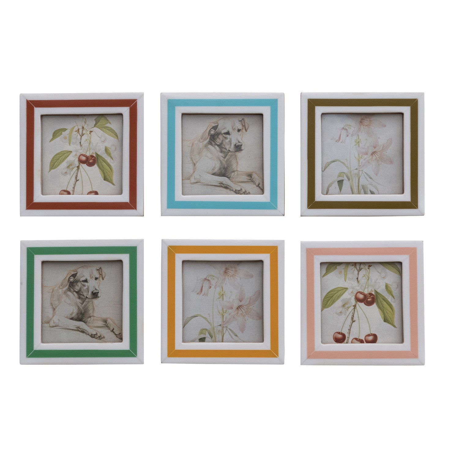 Resin and MDF Photo Frame Magnet with Inlaid Stripes, 6 Colors