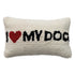 Cotton Blend Tufted Lumbar Pillow “I ♥ My Dog”, Natural, Black & Red
