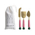 Stainless Steel Cheese Knives with Resin Handles, Gold Finish, Set of 3 in Drawstring Bag