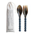 Natural Horn Salad Servers with Resin Handles, Set of 2 in Bag (Each One Will Vary)