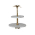 Marble 2-Tier Tray with Aluminum Palm Tree Shaped Handle, KD