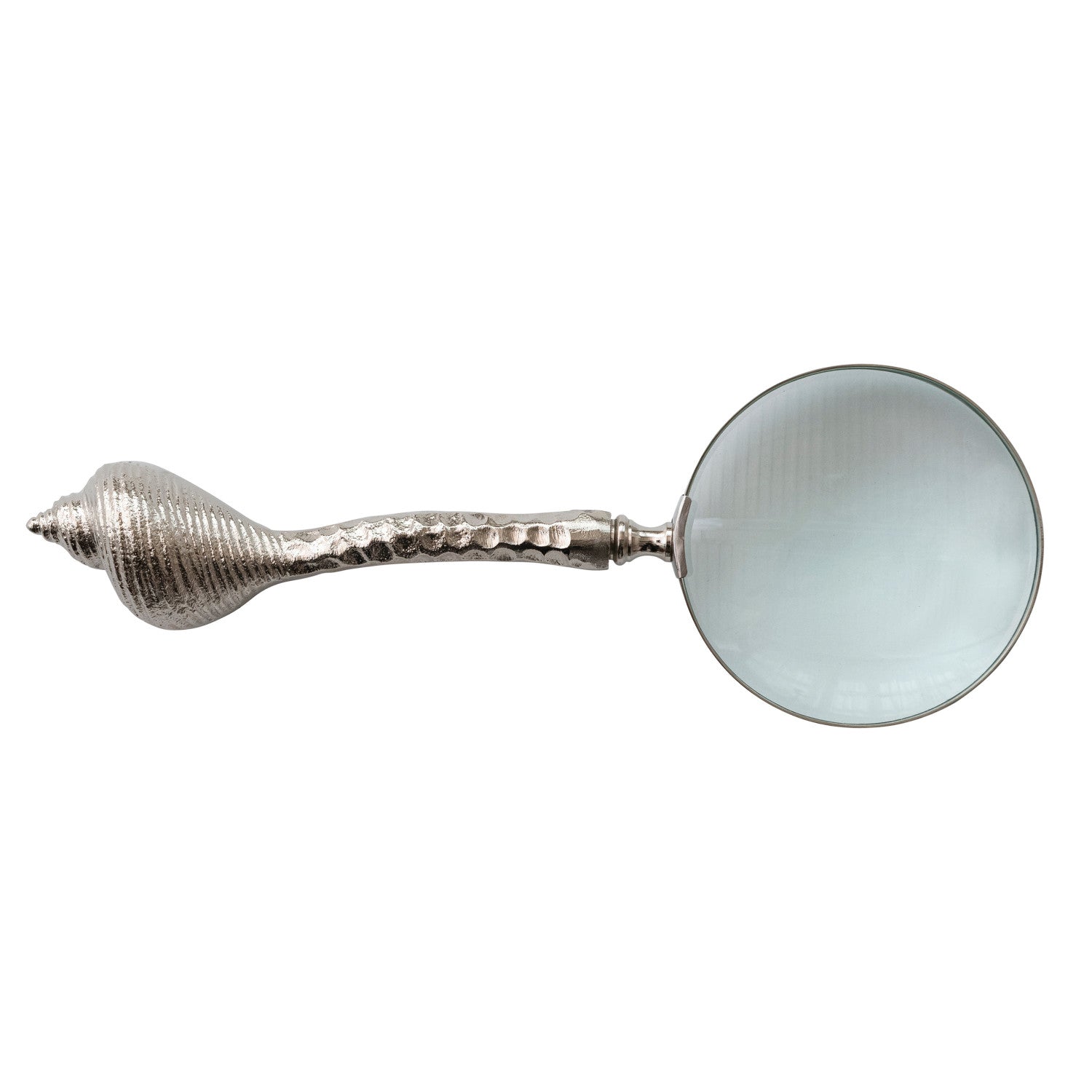 Cast Aluminum Magnifying Glass with Shell Shaped Handle
