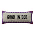 Cotton Tufted Lumbar Pillow “Good In Bed” with Green Back, Natural, Black, Purple & Pink