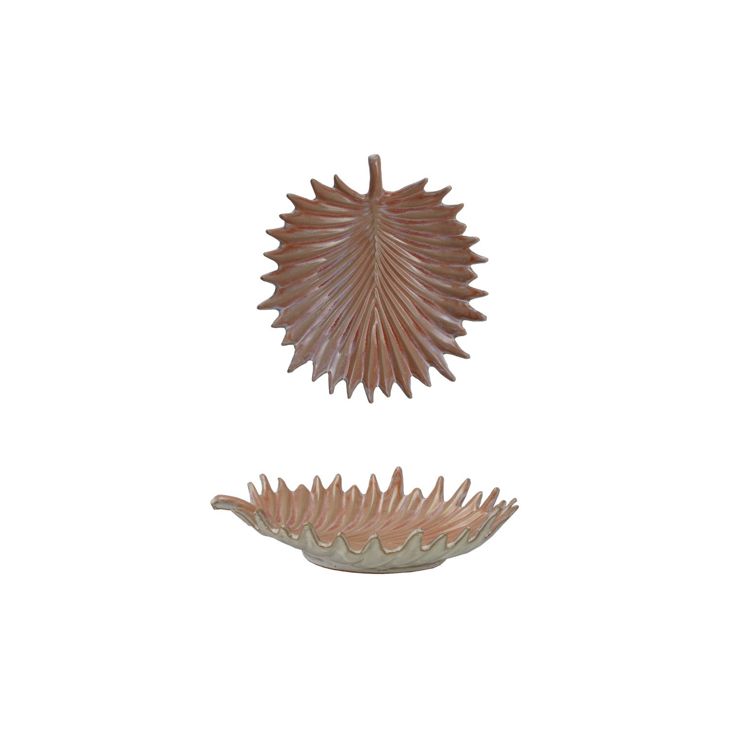 Stoneware Palm Frond Shaped Bowl