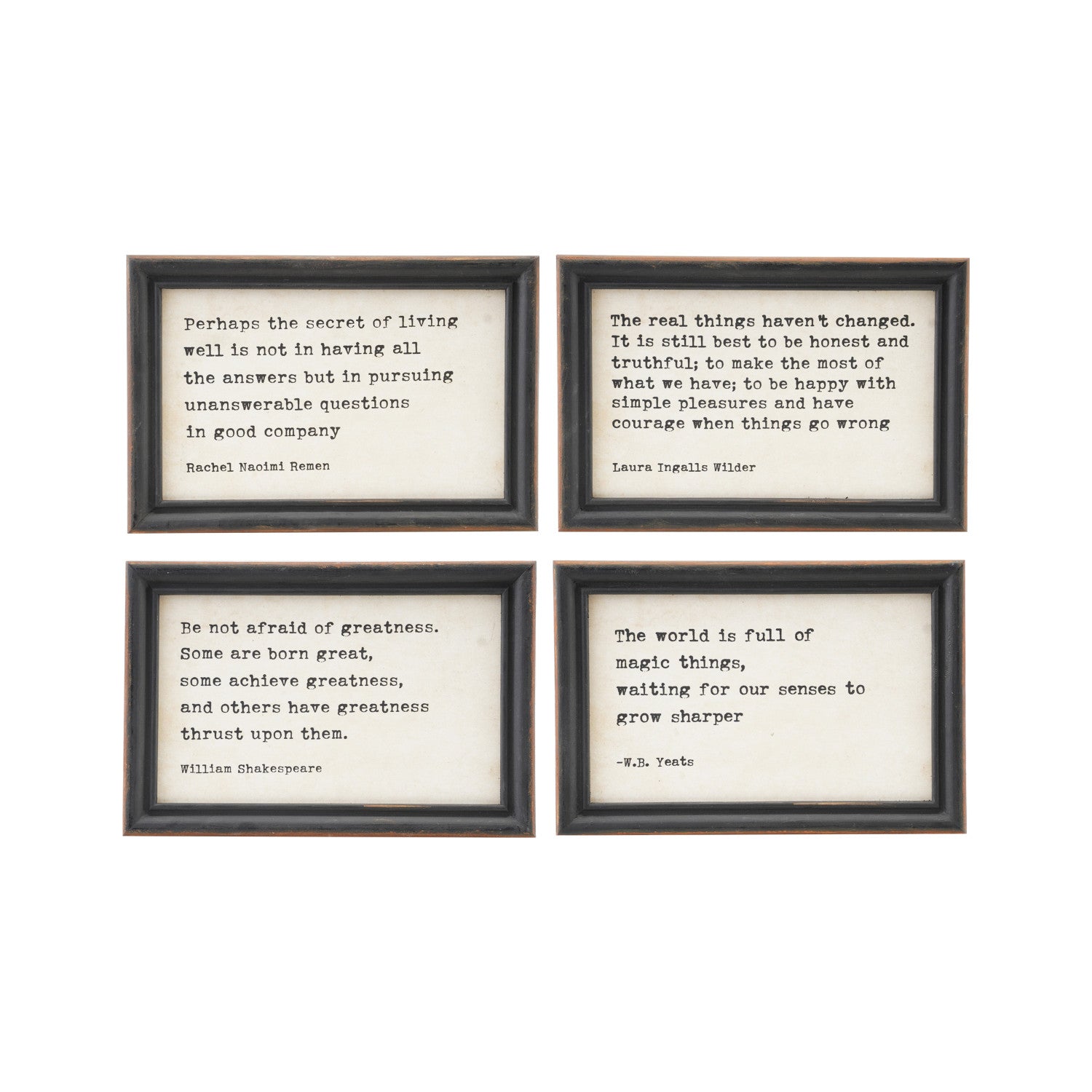 Wood Framed Wall Decor with Saying, Black & White, 4 Styles