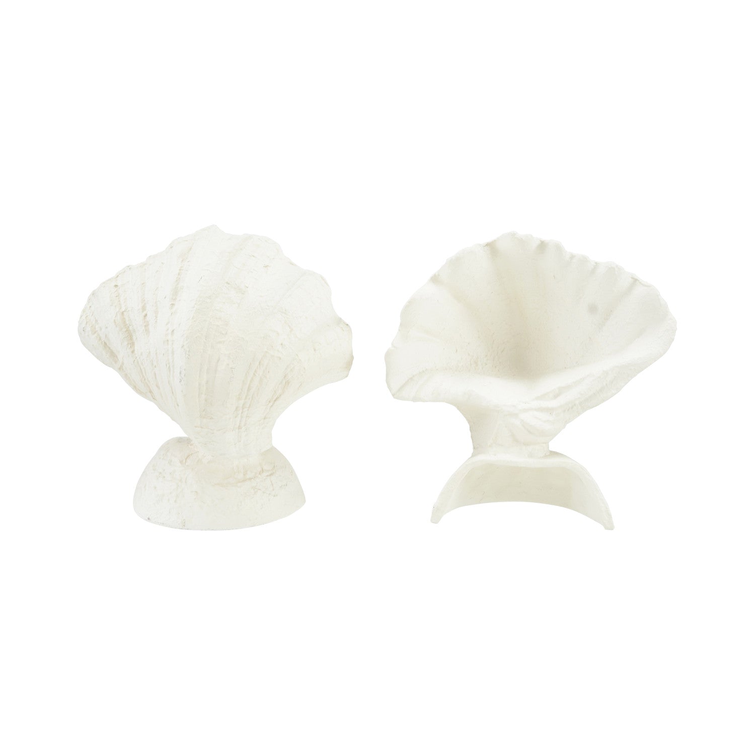 Cast Iron Shell Shaped Bookends, Matte Finish, Cream Color, Set of 2