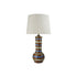 Hand-Painted Stoneware Striped Table Lamp with Linen Shade (Each One Will Vary)