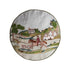 Cotton and Linen Pillow with Countryside Scene and Patterned Back