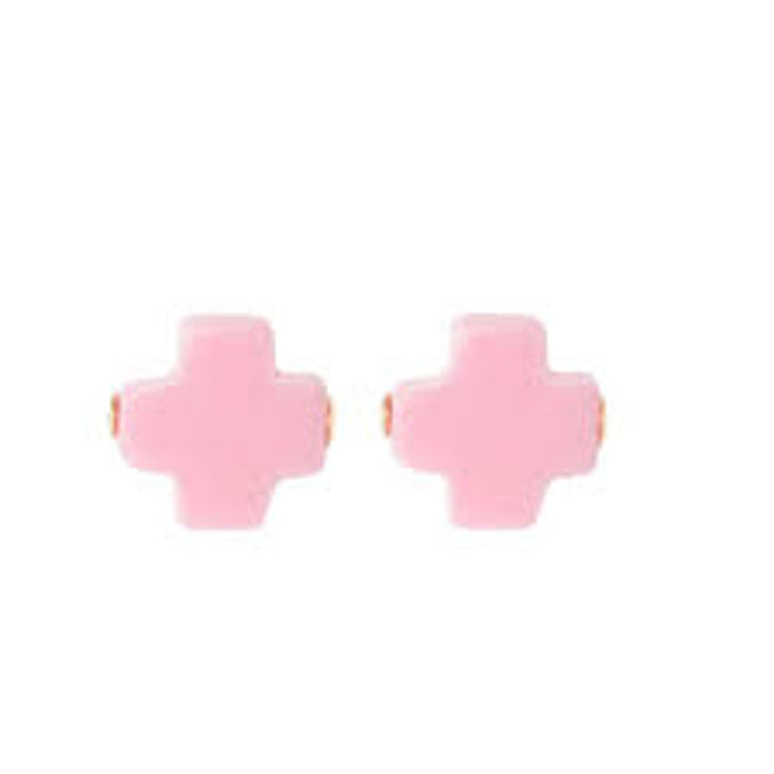 signature cross studs - pink by enewton