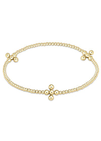 SIGNATURE CROSS GOLD PATTERN 2.5MM BEAD BRACELET - CLASSIC BEADED SIGNATURE CROSS GOLD - 4MM BEAD GOLD by enewton