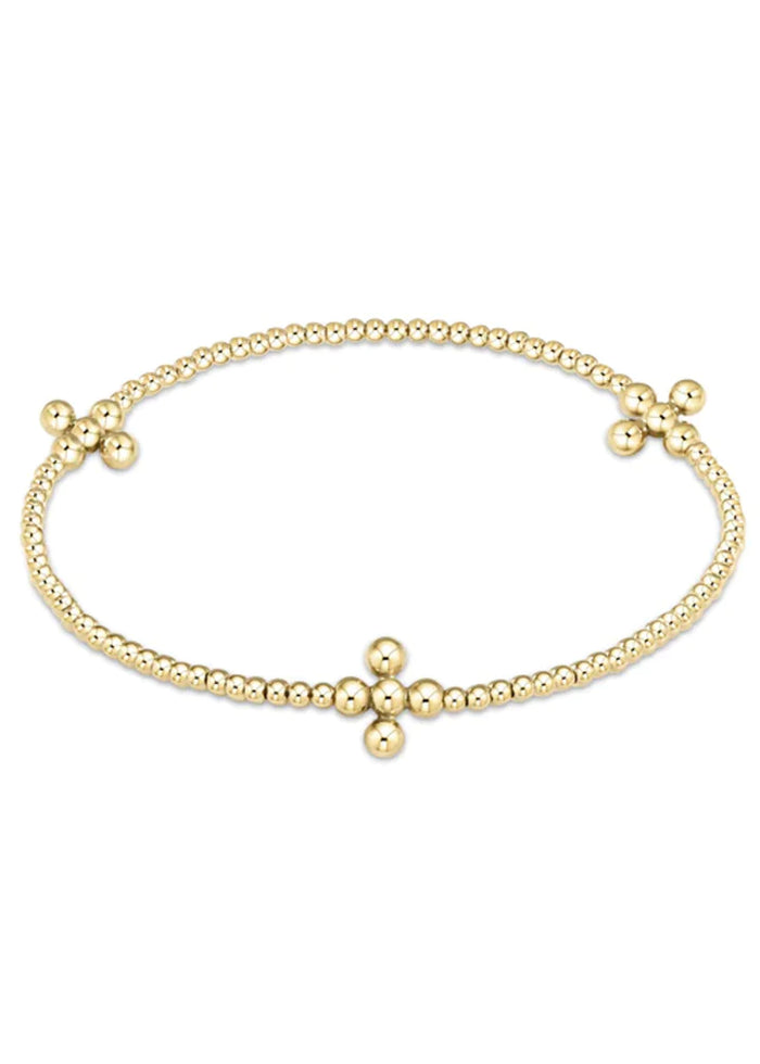 SIGNATURE CROSS GOLD PATTERN 2.5MM BEAD BRACELET - CLASSIC BEADED SIGNATURE CROSS GOLD - 4MM BEAD GOLD by enewton