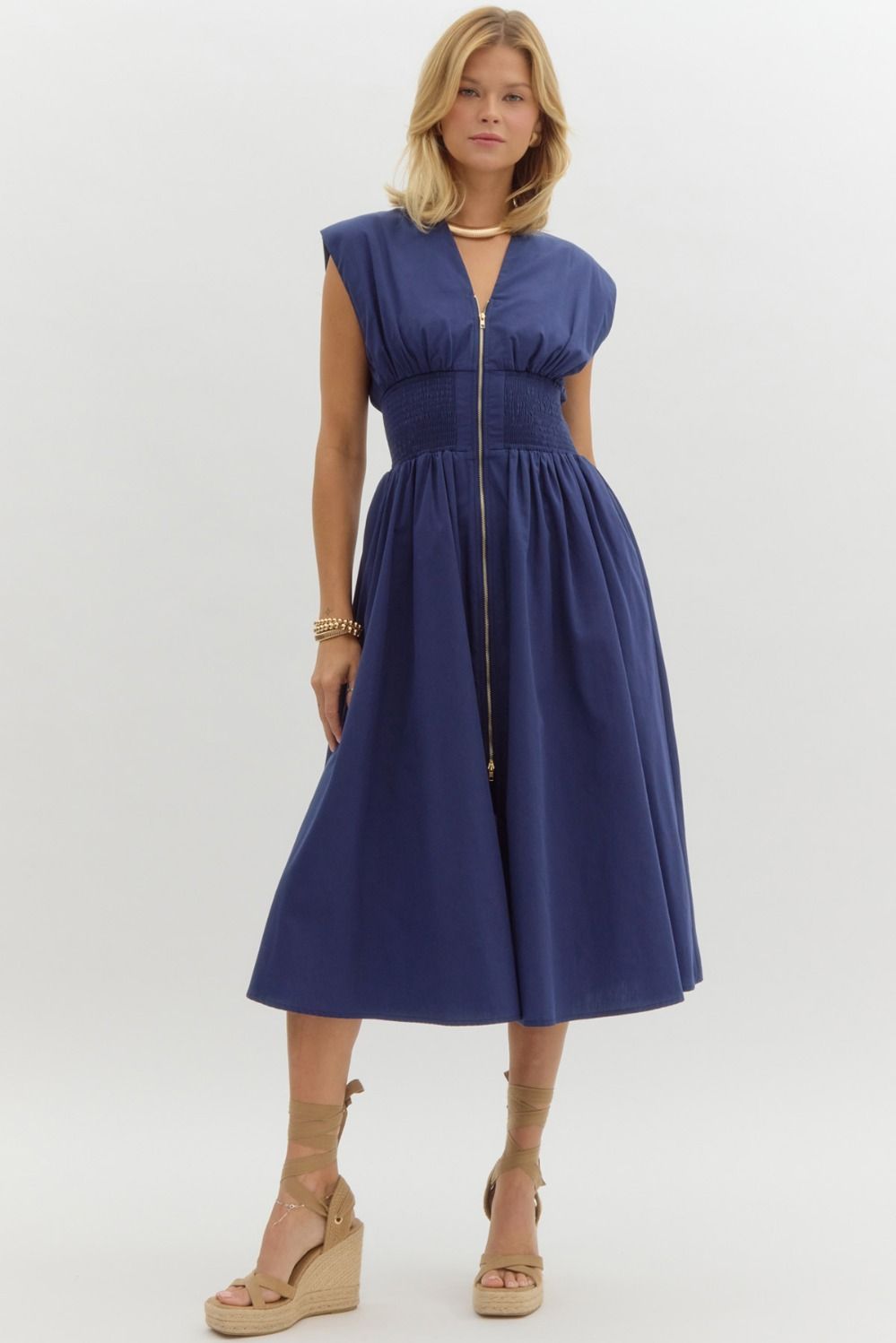 Sonji Solid Sleeveless Midi Dress