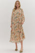 Amie Botanical Long Sleeve Midi Dress
