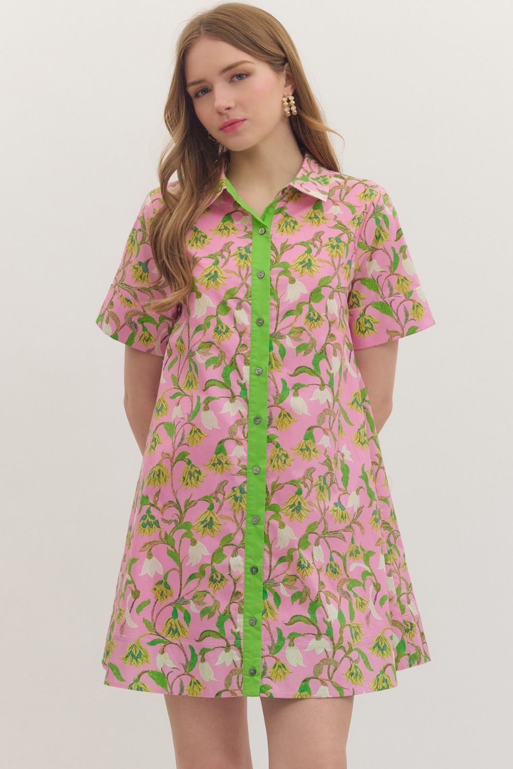 Valerie Botanical Print Short Sleeve Mini Dress